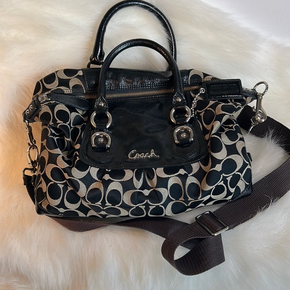 Coach Signature Crossbody with pleather handles. - Picture 1 of 9